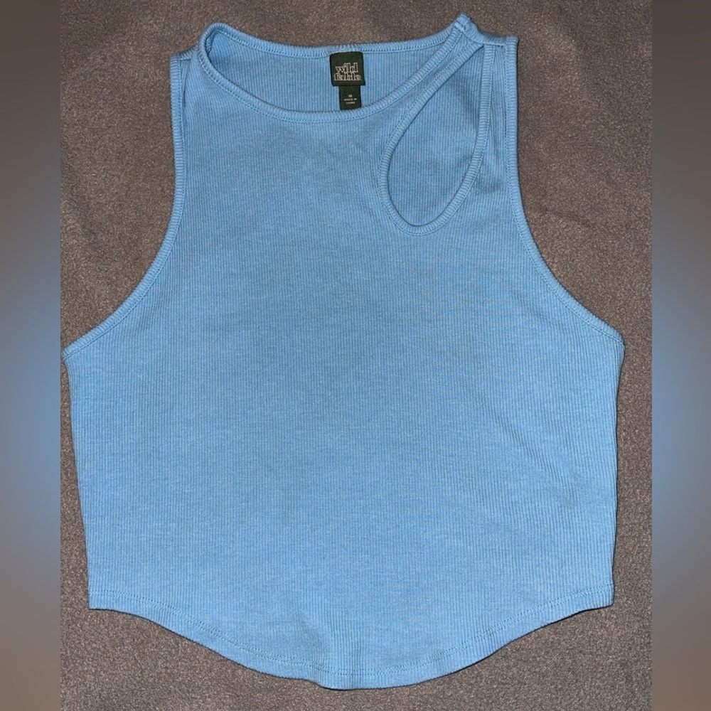 Wild Fable Blue Asymmetrical Cut Out Tank Top